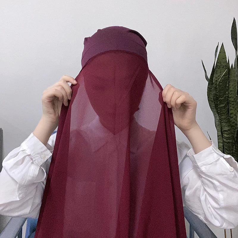 Muslim Women Bonnet + Chiffon Shawl Instant - Lena & Miles Exquisite Boutique LLC.