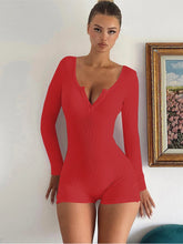 Dulzura Skinny Long Sleeve Playsuits Solid Bodycon Jumpsuits Rompers Evening Party Club Holiday Workout Sport Women Clothes Y2K - Lena & Miles Exquisite Boutique LLC.