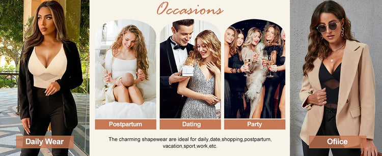 Women Tummy Control Body Shaper Mesh Slimming Waist Briefs Bodysuit V Neck Body Shaper Butt Lifter Smooth Body with Built in Bra - Lena & Miles Exquisite Boutique LLC.