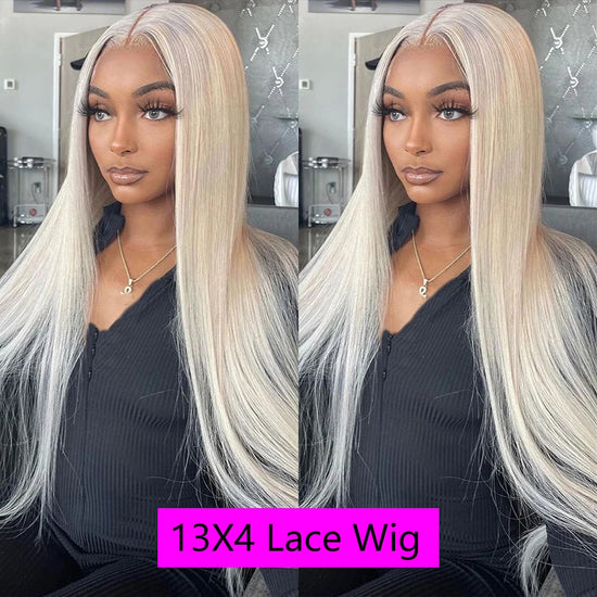 13x4 Platinum Blonde Lace Front Wig Platinum White Long Straight for Women Wig Synthetic Fiber Glueless Heat Resistent Hair Wigs