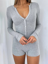 Sibybo Basics Ribbed Playsuit Casual Long Sleeves Button Top Fashion Solid Color High Waist Skinny Playsuit Autumn Women Clothes - Lena & Miles Exquisite Boutique LLC.