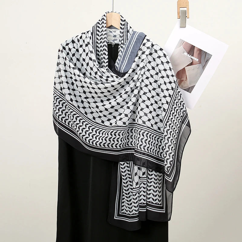 Hot Arab Chiffon Scarf Women Muslim Hijab Islamic Scarves Shawl Printed Arab Long Prayer Scarf Breathable Uae Plaid Long Scarf - Lena & Miles Exquisite Boutique LLC.
