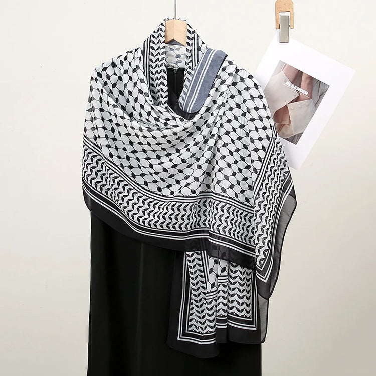 Hot Arab Chiffon Scarf Women Muslim Hijab Islamic Scarves Shawl Printed Arab Long Prayer Scarf Breathable Uae Plaid Long Scarf - Lena & Miles Exquisite Boutique LLC.