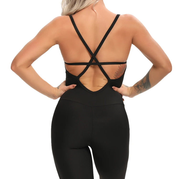 Women Yoga Jumpsuit Backless Workout Catsuit Bodysuit Sleeveless Gym Bodycon Romper Sportswear Fitness Yoga Suit Sexy Sport Set - Lena & Miles Exquisite Boutique LLC.