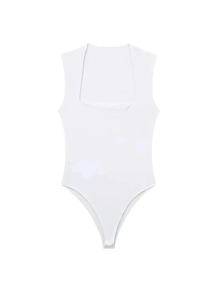 TRZA-Skinny Bodysuits for Women, Sexy Fashion, Square Neck, Sleeveless, Snap-Button, Female Playsuits, Mujer - Lena & Miles Exquisite Boutique LLC.