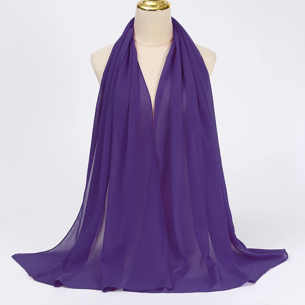 Muslim Chiffon Hijab Scarf Women Long Solid - Lena & Miles Exquisite Boutique LLC.