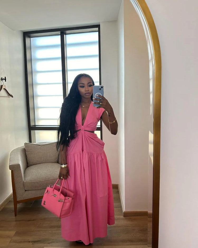 CM.YAYA Women Short Sleeve Tie Up Open Waist - Lena & Miles Exquisite Boutique LLC.