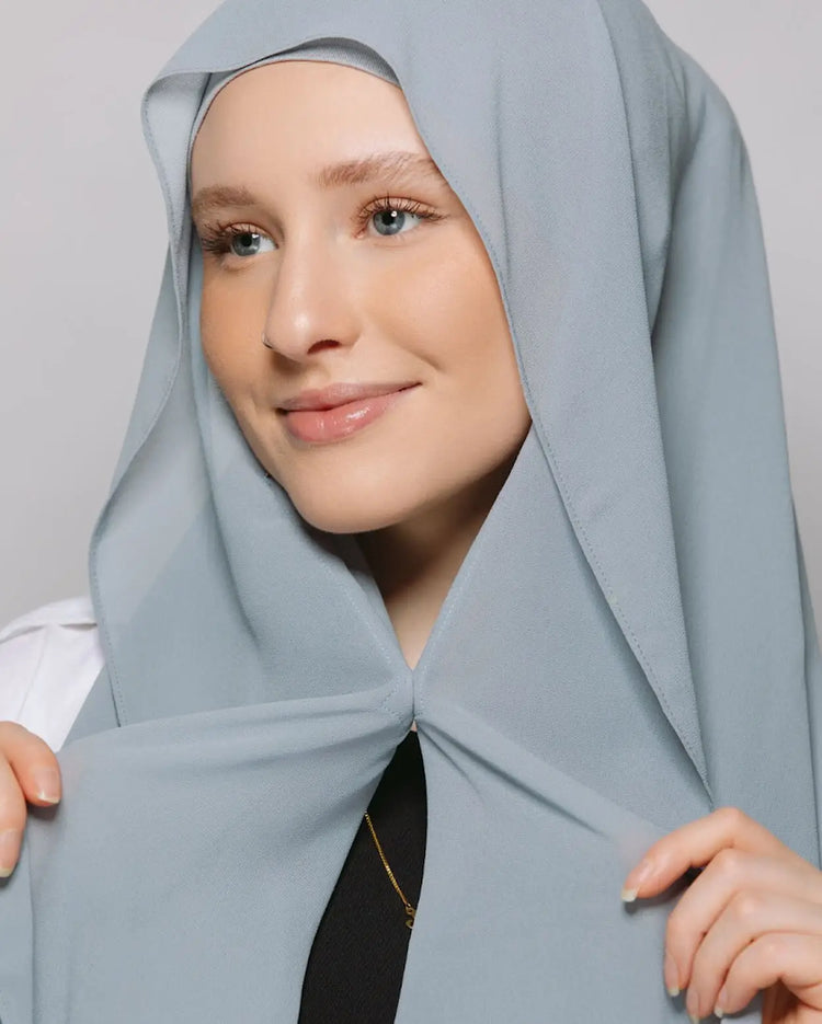 Chiffon Instant Hijab With Bulit-in Magnets Muslim Woman Hijab Solid Color Easy To Wear Shawl Wrap With Undercap Famme Headscarf - Lena & Miles Exquisite Boutique LLC.