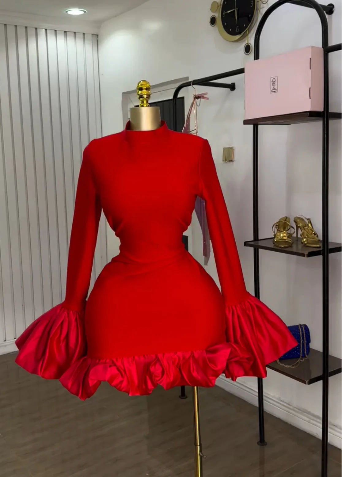 CM.YAYA Women O-neck Long Flare Sleeve Ruff - Lena & Miles Exquisite Boutique LLC.