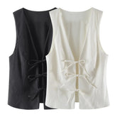 TRAFZA Women Fashion Lace Up Vest V Neck - Lena & Miles Exquisite Boutique LLC.