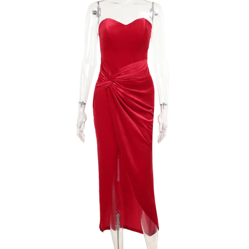 Tuularose Sexy Backless Red Dress Women&