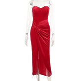 Tuularose Sexy Backless Red Dress Women&