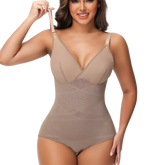 Women Tummy Control Body Shaper Mesh Slimming Waist Briefs Bodysuit V Neck Body Shaper Butt Lifter Smooth Body with Built in Bra - Lena & Miles Exquisite Boutique LLC.
