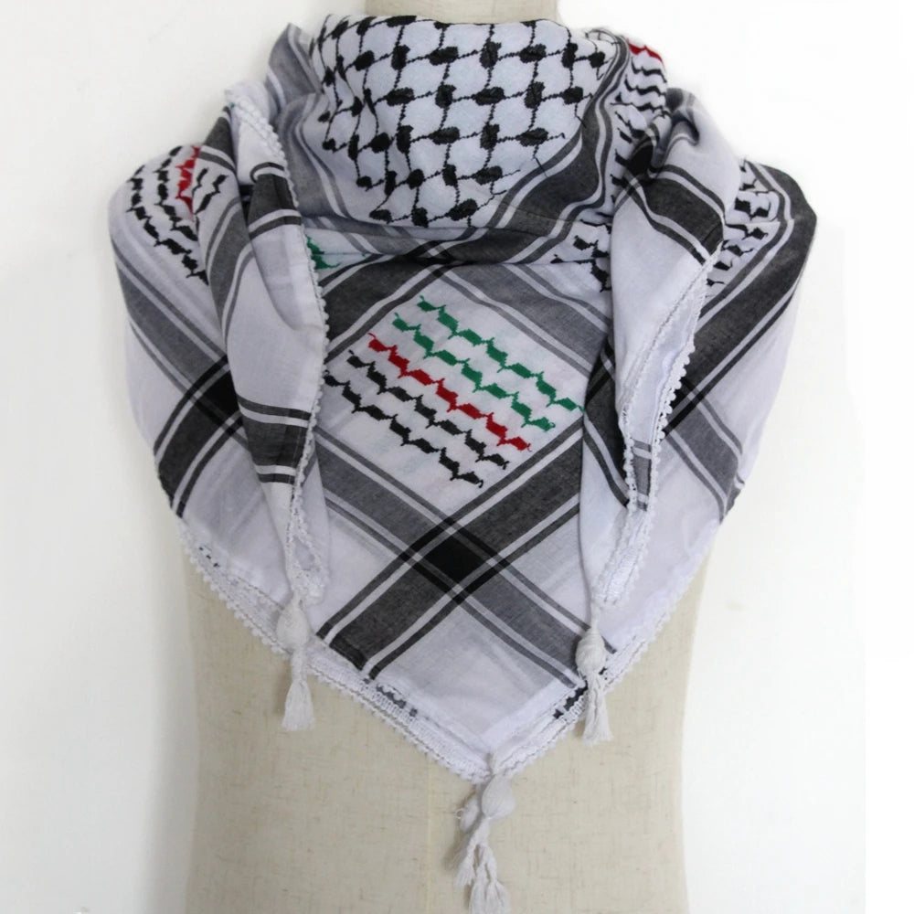 Hunting Arab Keffiyeh Shemagh Scarf Cotton Winter Shawl Neck Warmer Cover Head Wrap Windproof Outdoor Camping Scarf Men Women - Lena & Miles Exquisite Boutique LLC.