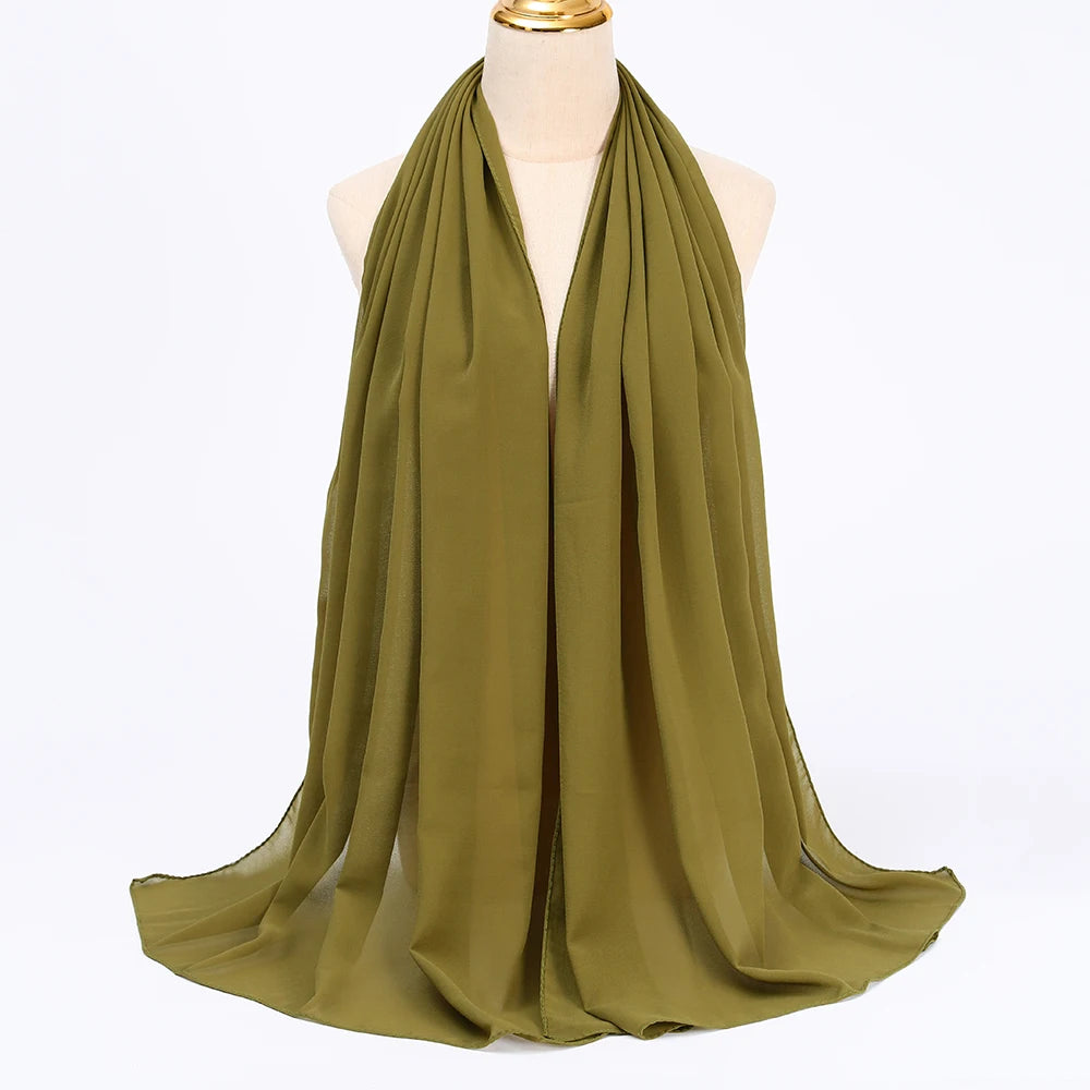 Ramadan Muslim Chiffon Hijabs For Woman Plain - Lena & Miles Exquisite Boutique LLC.