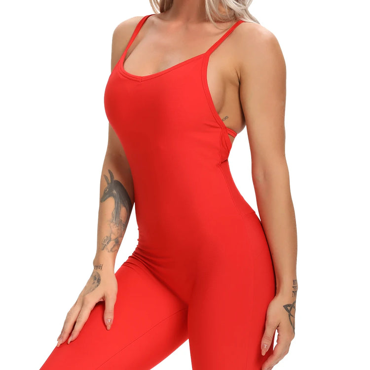 Women Yoga Jumpsuit Backless Workout Catsuit Bodysuit Sleeveless Gym Bodycon Romper Sportswear Fitness Yoga Suit Sexy Sport Set - Lena & Miles Exquisite Boutique LLC.