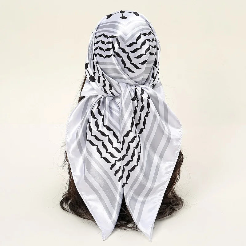 Newest Arabic Satin Silk Square Scarf Printed Muslim Women Hijab Headscarf Ladies Elegant Casual Headband Hair Scarf - Lena & Miles Exquisite Boutique LLC.