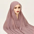 Chiffon Instant Hijab With Bulit-in Magnets Muslim Woman Hijab Solid Color Easy To Wear Shawl Wrap With Undercap Famme Headscarf - Lena & Miles Exquisite Boutique LLC.