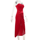 Tuularose Sexy Backless Red Dress Women&
