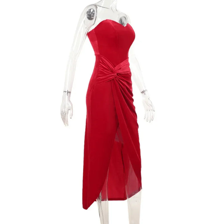 Tuularose Sexy Backless Red Dress Women&