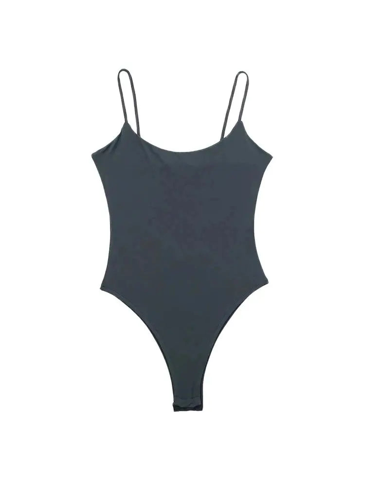 TRZA-Skinny Bodysuits for Women, Backless, Thin Straps, Snap-button, Female Playsuits, Sexy Fashion - Lena & Miles Exquisite Boutique LLC.