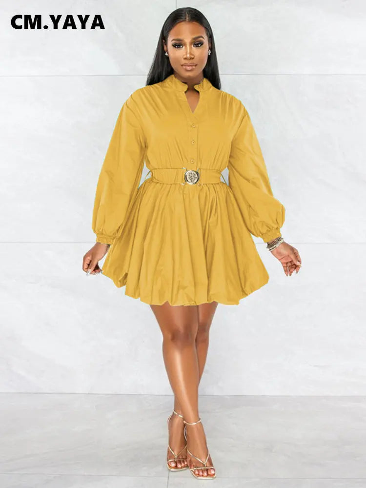 CM.YAYA Long Sleeve with Belt Single Breasted - Lena & Miles Exquisite Boutique LLC.