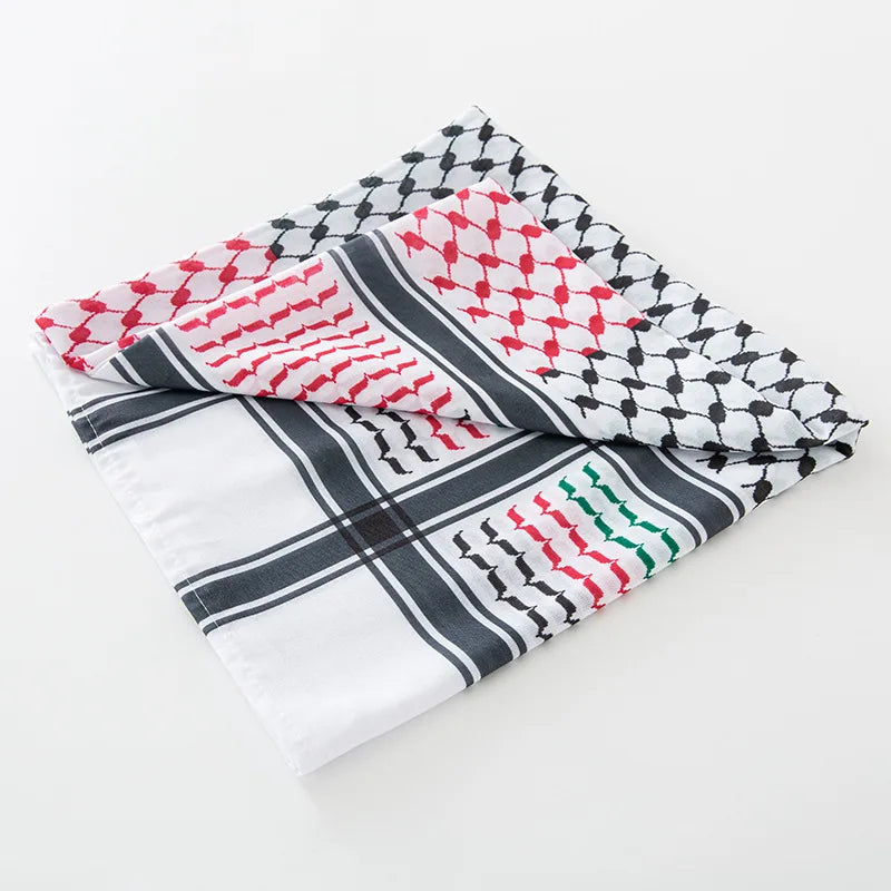 136X133CM Tactical Desert Shemagh Keffiyeh Arab Tessel Scarf Wrap Outdoor Windproof Dustproof Face Protective Scarf Men Women - Lena & Miles Exquisite Boutique LLC.