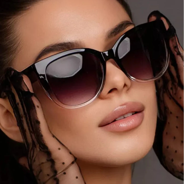 Retro Fashion Cat Eye Sunglasses Women Brand Sun Glasses Gradient Lens Simple Wide Leg Design Unisex Cateye Female Shades UV400 - Lena & Miles Exquisite Boutique LLC.