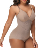Women Tummy Control Body Shaper Mesh Slimming Waist Briefs Bodysuit V Neck Body Shaper Butt Lifter Smooth Body with Built in Bra - Lena & Miles Exquisite Boutique LLC.