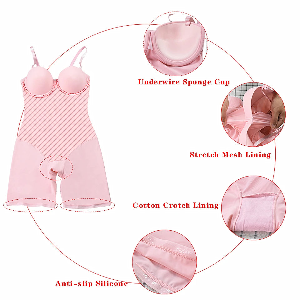 Bodysuit Women Shapewear Body Shaper With Cup Compression Bodies Belly Sheath Waist Trainer Reductive Slimming Underwear - Lena & Miles Exquisite Boutique LLC.