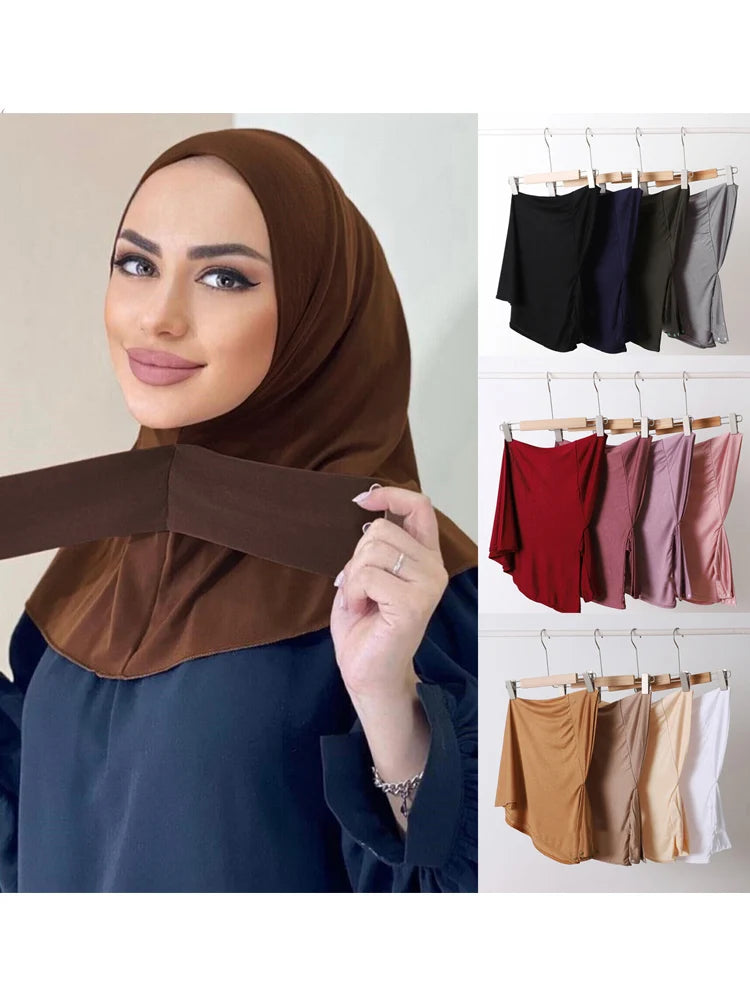 Classical Islam Women Ready To Wear Snap Fastener Hijabs For Woman Full Cover Head Wraps Scarf Turban Caps Turbante Mujer - Lena & Miles Exquisite Boutique LLC.