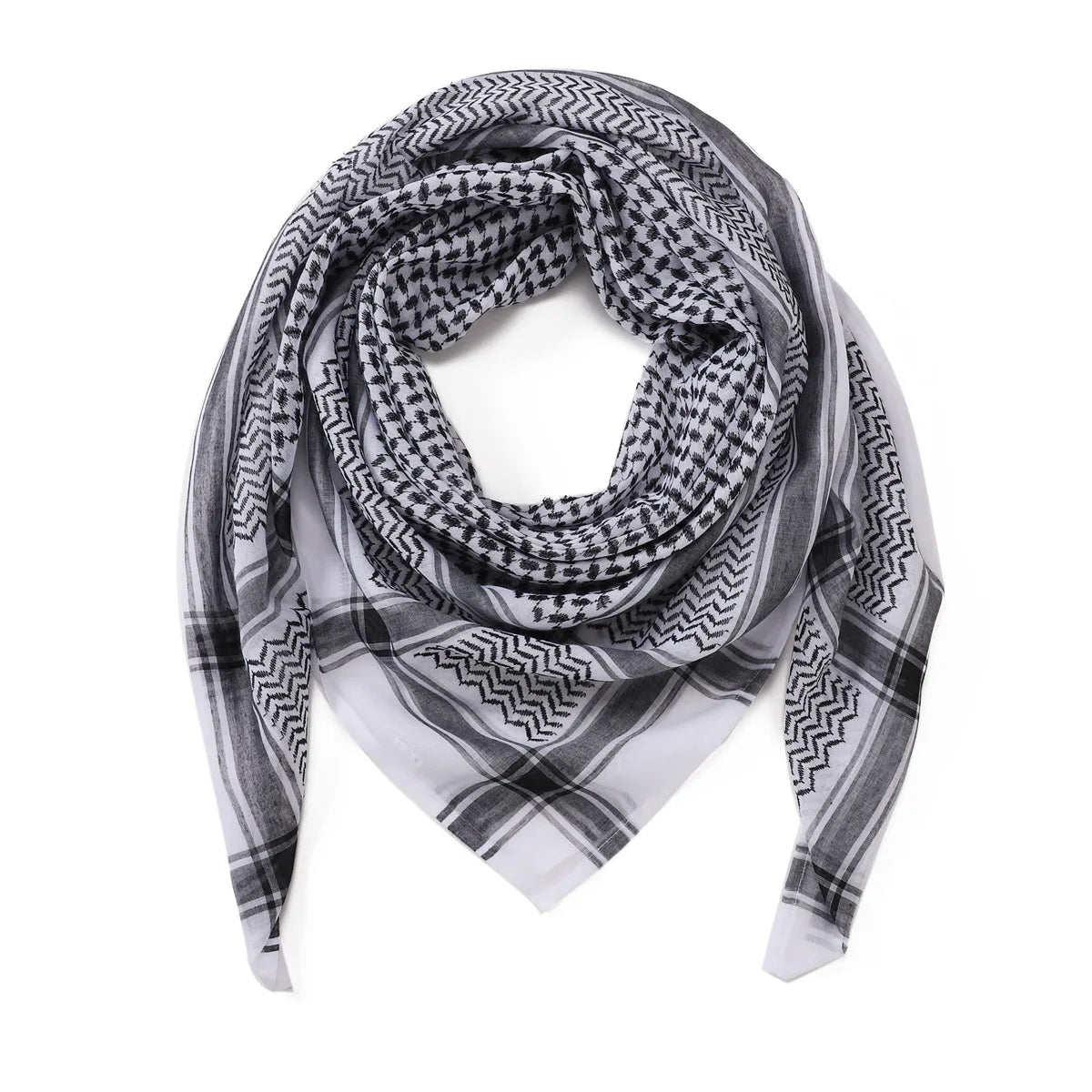 New Arab Shemagh Muslim Keffiyeh Head Wrap Tactical Desert Head Neck Scarf Military Shawl Arabic Scarf Headwear with Agal Rope - Lena & Miles Exquisite Boutique LLC.