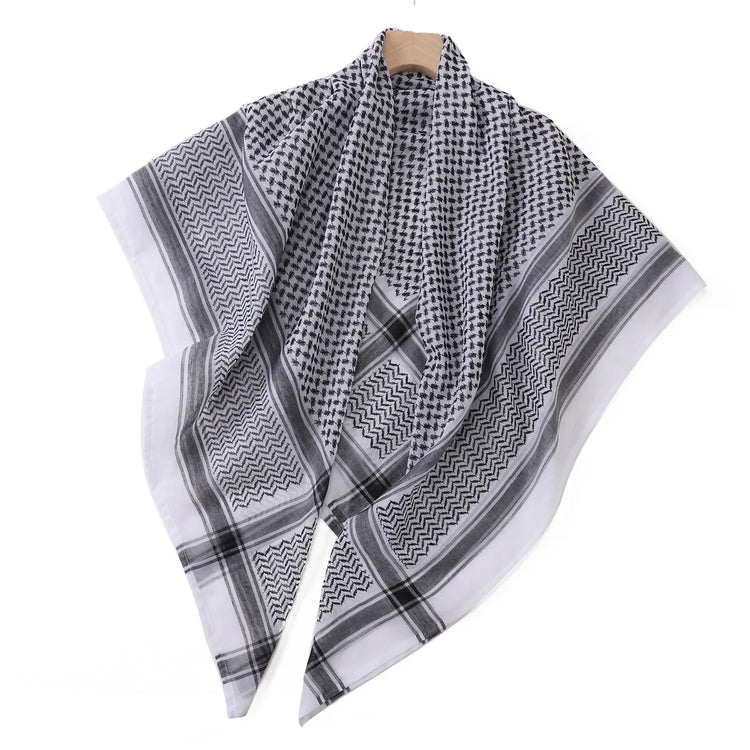 New Arab Shemagh Muslim Keffiyeh Head Wrap Tactical Desert Head Neck Scarf Military Shawl Arabic Scarf Headwear with Agal Rope - Lena & Miles Exquisite Boutique LLC.