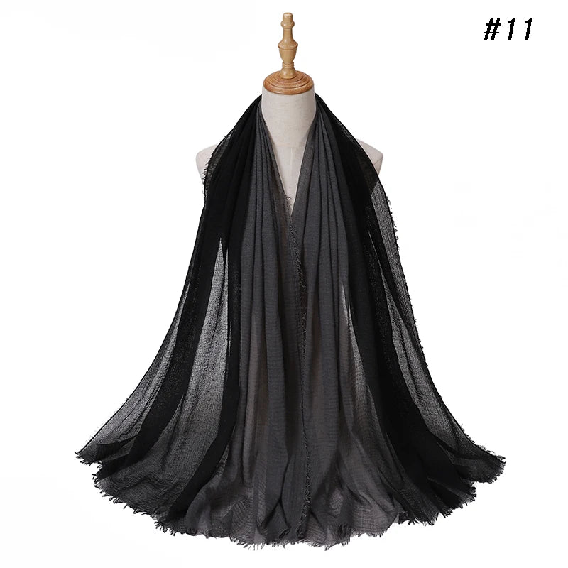 Two Color Crinkle Gradient Color Hijab Tie - Lena & Miles Exquisite Boutique LLC.