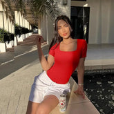 GUUDIA Short Sleeve Open Crotch Big U - Lena & Miles Exquisite Boutique LLC.