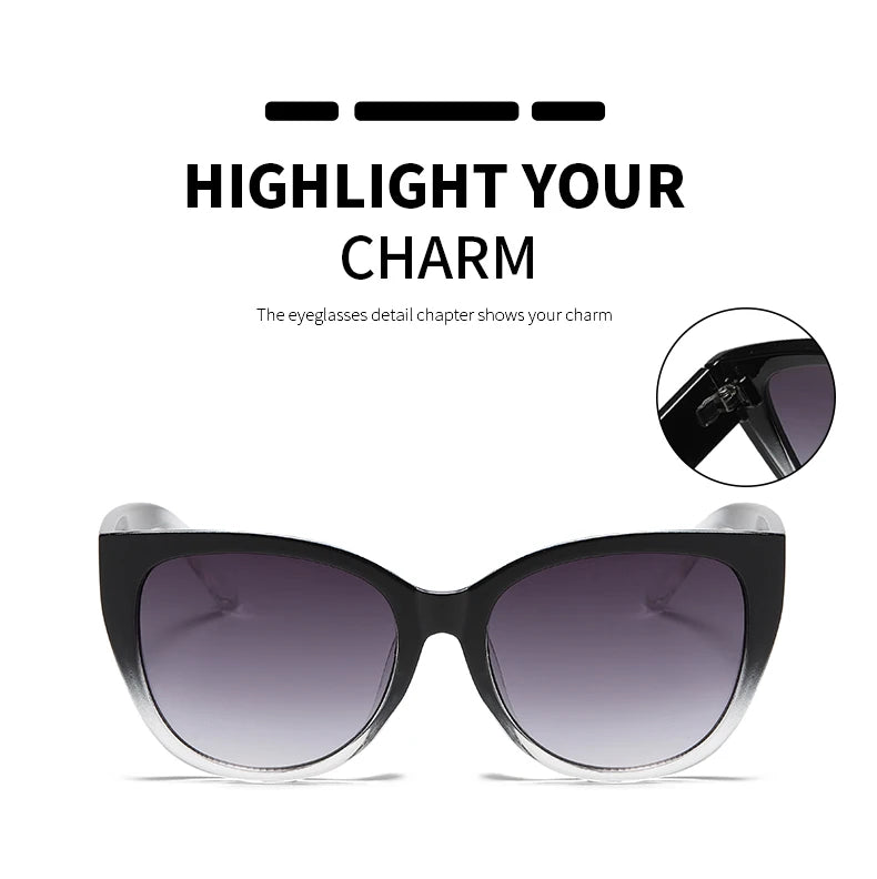 Retro Fashion Cat Eye Sunglasses Women Brand Sun Glasses Gradient Lens Simple Wide Leg Design Unisex Cateye Female Shades UV400 - Lena & Miles Exquisite Boutique LLC.