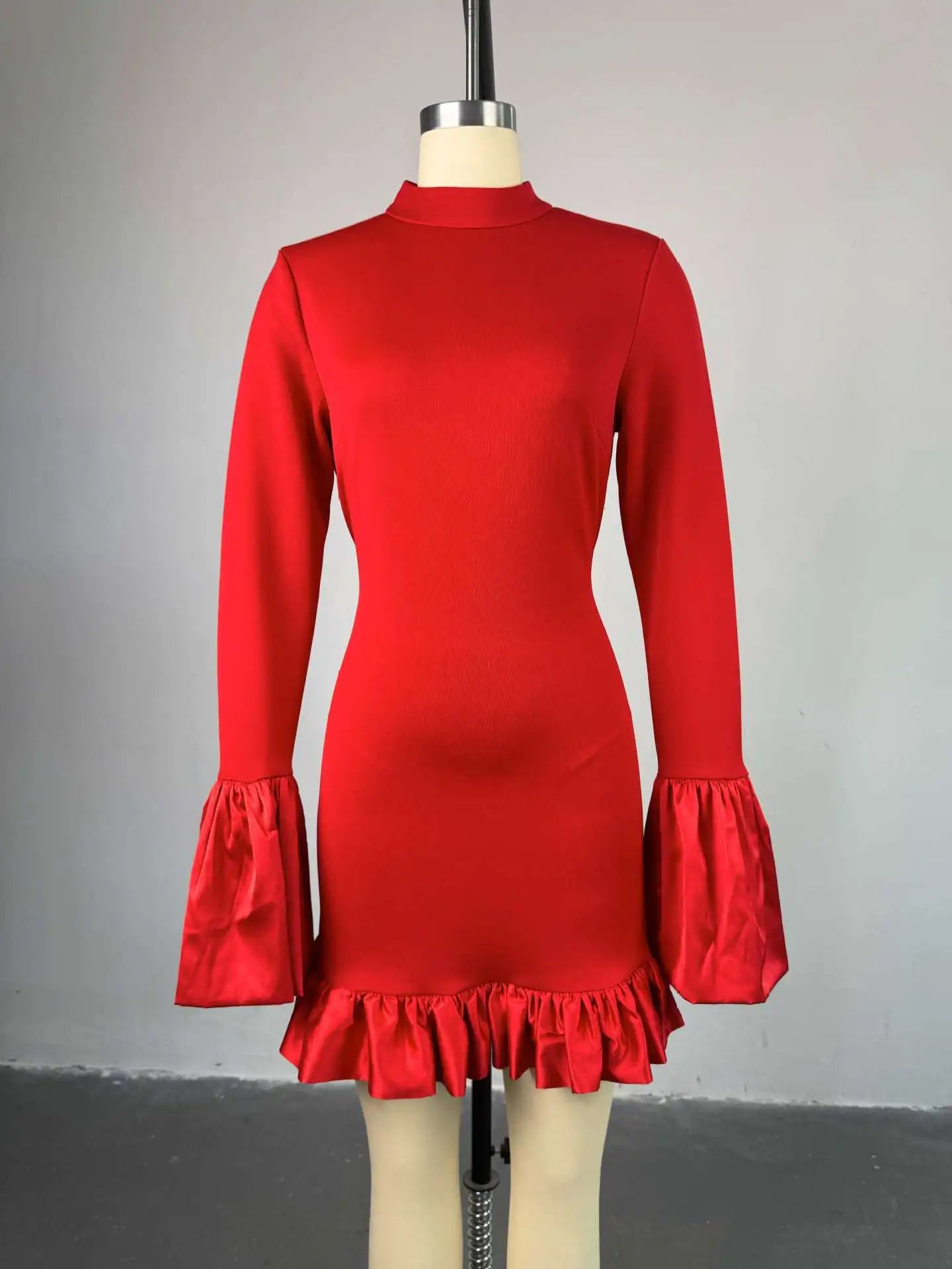 CM.YAYA Women O-neck Long Flare Sleeve Ruff - Lena & Miles Exquisite Boutique LLC.