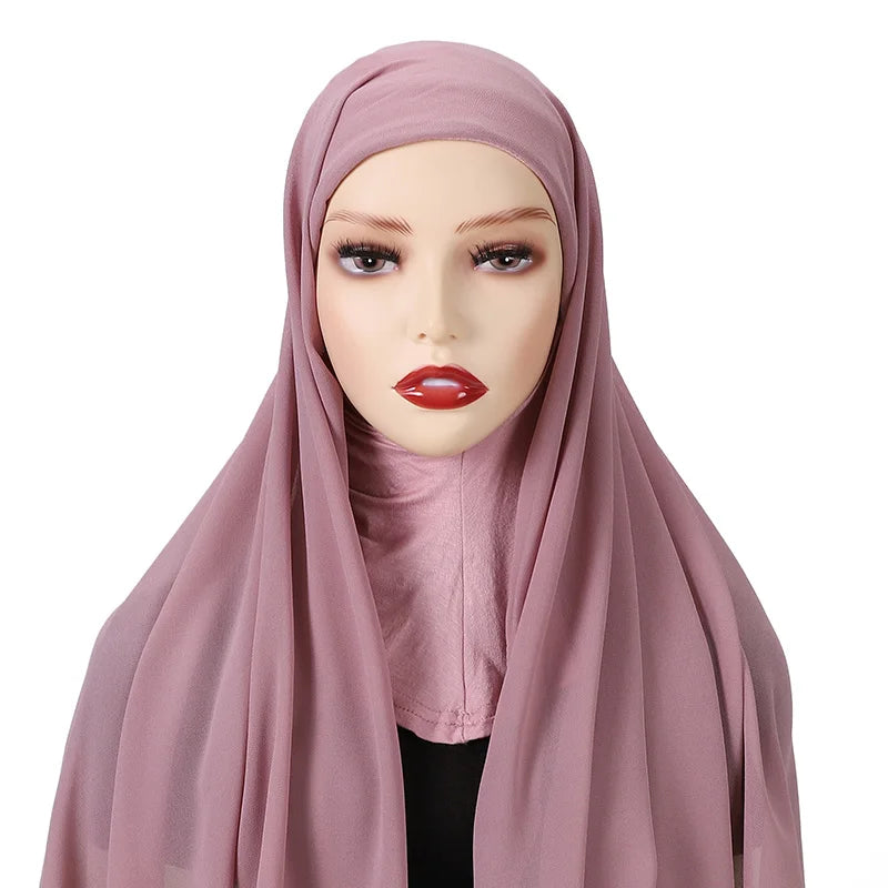Full Cover Inner Muslim Chiffon Hijab Instant Scarf Islamic Cap Head Wear Caps Underscarf Bone Bonnet Headcover - Lena & Miles Exquisite Boutique LLC.