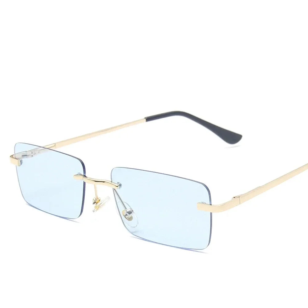Rimless Rectangle Sunglasses Women UV400 Driving Sun Glasses Men Clear Color Summer Accessories Square Small Size - Lena & Miles Exquisite Boutique LLC.