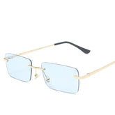 Rimless Rectangle Sunglasses Women UV400 Driving Sun Glasses Men Clear Color Summer Accessories Square Small Size - Lena & Miles Exquisite Boutique LLC.