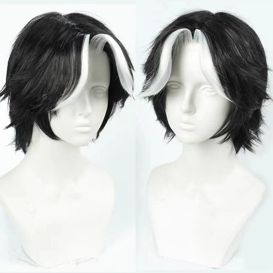 30cm White Highlights Short Cosplay Wig Short Silver Men Women Hair Anime Heat Resistant Synthetic Wigs