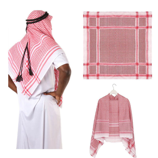 New Arab Shemagh Muslim Keffiyeh Head Wrap Tactical Desert Head Neck Scarf Military Shawl Arabic Scarf Headwear with Agal Rope - Lena & Miles Exquisite Boutique LLC.
