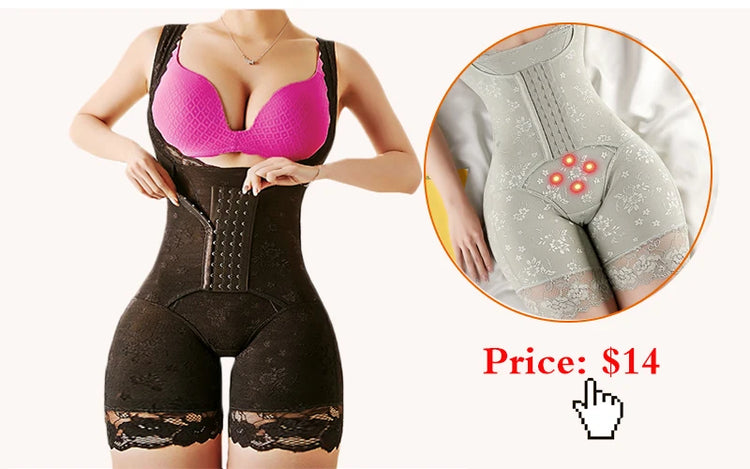 GUUDIA Open Crotch Big U Neck Seamless Bodysuit Long Sleeve Spandex Elastic Body Suit Shapewear Tummy Control Waist Shapers - Lena & Miles Exquisite Boutique LLC.