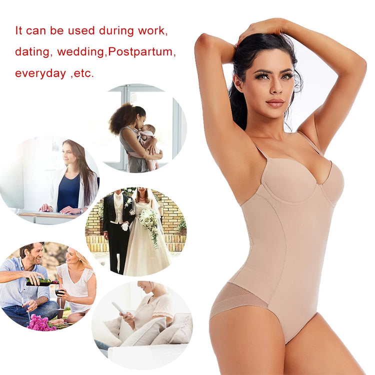 Bodysuit Women Shapewear Body Shaper With Cup Compression Bodies Belly Sheath Waist Trainer Reductive Slimming Underwear - Lena & Miles Exquisite Boutique LLC.