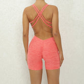 V Back One-Piece Suit Scrunch Sports Jumpsuit Women Gym Rompers Female Quick-Drying Yoga Clothing Fitness Sexy Bodysuits Women - Lena & Miles Exquisite Boutique LLC.