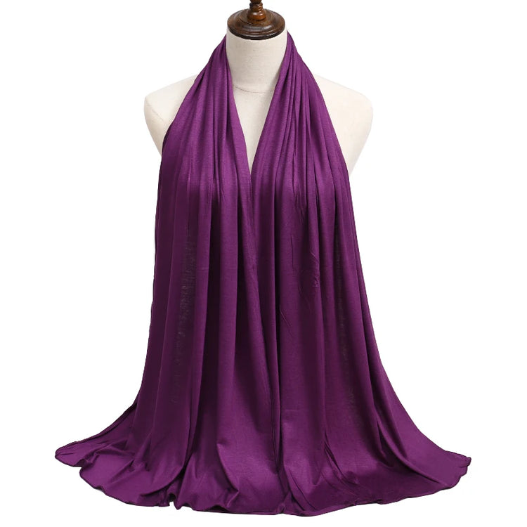 2023 New Modal Cotton Jersey Hijab Scarf Long Muslim Shawl Plain Soft Turban Tie Head Wraps For Women Africa Headband 170x60cm - Lena & Miles Exquisite Boutique LLC.