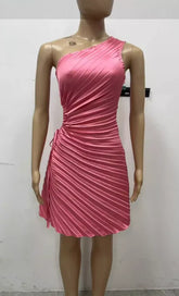 CM.YAYA Women Pleated One Shouloder Sleevel - Lena & Miles Exquisite Boutique LLC.