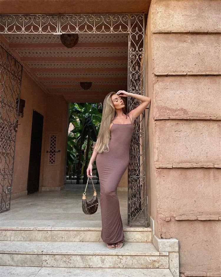 Mozision Spaghetti Strap Backless Bodycon - Lena & Miles Exquisite Boutique LLC.