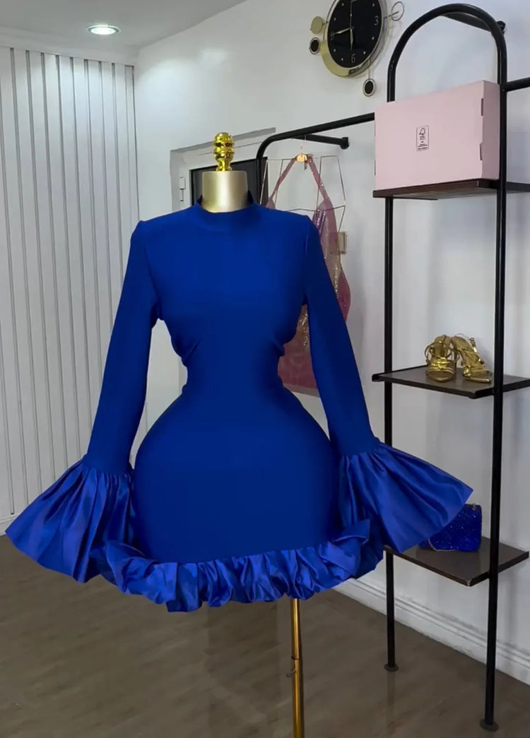 CM.YAYA Women O-neck Long Flare Sleeve Ruff - Lena & Miles Exquisite Boutique LLC.