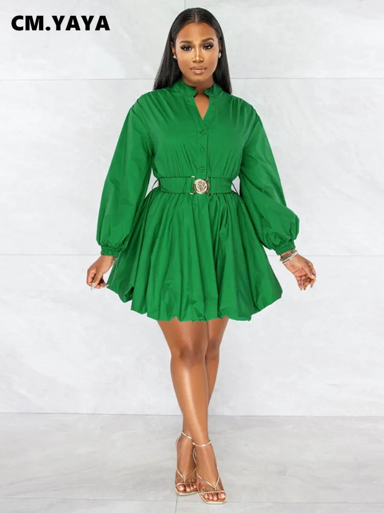 CM.YAYA Long Sleeve with Belt Single Breasted - Lena & Miles Exquisite Boutique LLC.